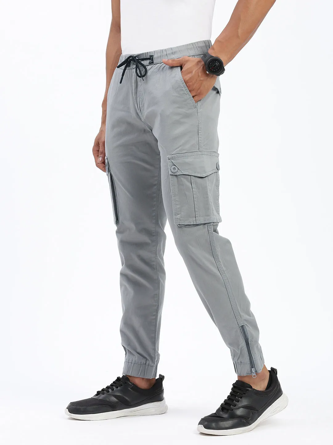 Men Solid Grey Joggers