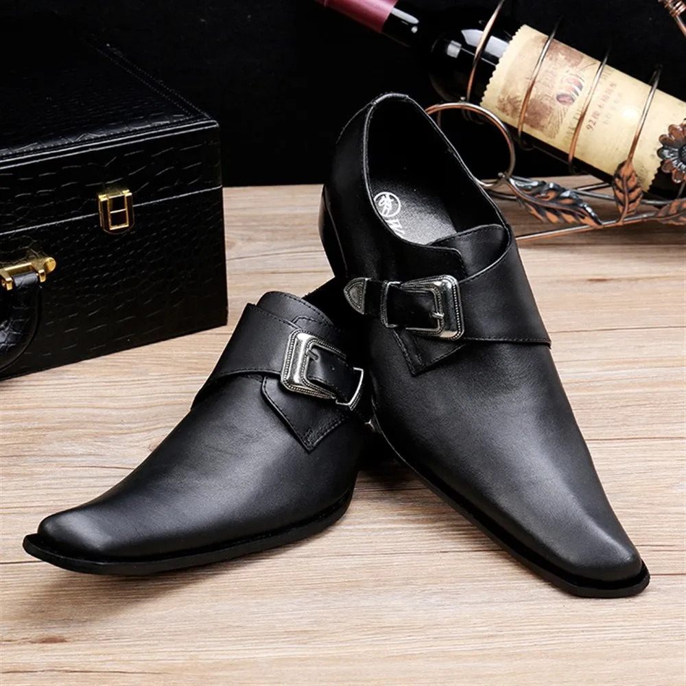 Men Square Toe Slip On Monk Strap Shoes