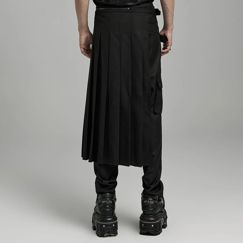 Men's Punk Buckle Pleated Skirt