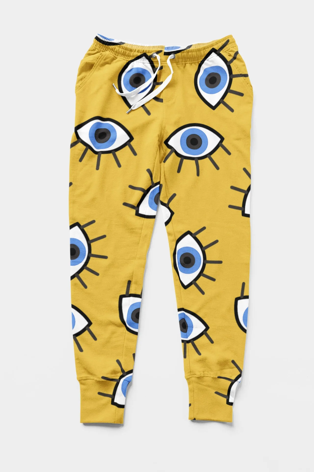 Men's Yellow All Over Printed Casual Joggers - #AOJ09