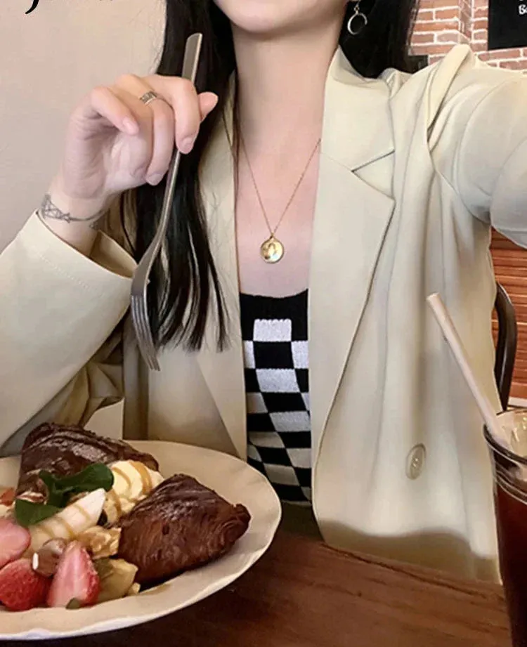 Metaversmall Spring Fashion Casual Women Blazers Summer Korean Suit Jacket Female Loose Sun-protective Office Lady Black Coat