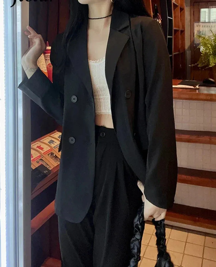 Metaversmall Spring Fashion Casual Women Blazers Summer Korean Suit Jacket Female Loose Sun-protective Office Lady Black Coat