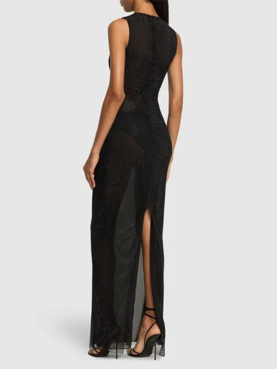 Mônot   Crystal net sleeveless maxi dress 