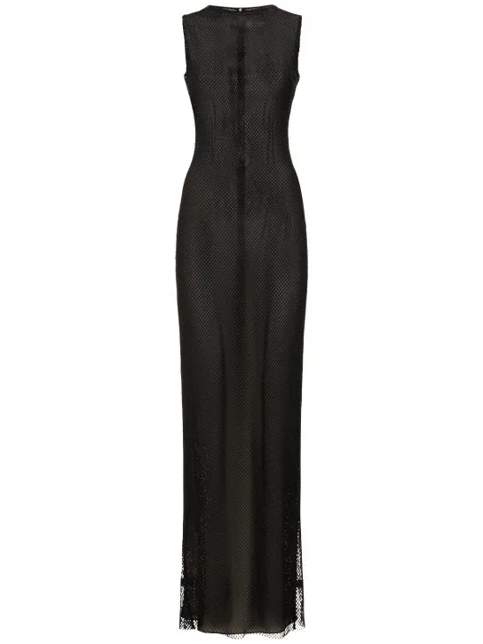 Mônot   Crystal net sleeveless maxi dress 