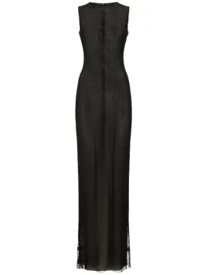 Mônot   Crystal net sleeveless maxi dress 