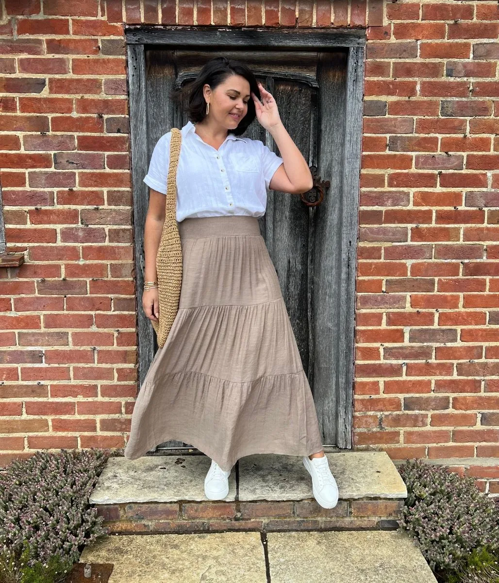 Mocha Tiered Maxi Skirt