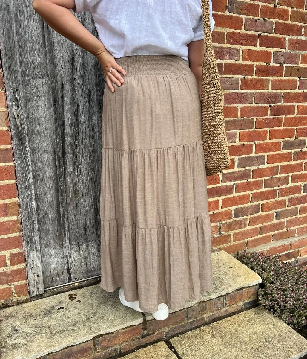 Mocha Tiered Maxi Skirt