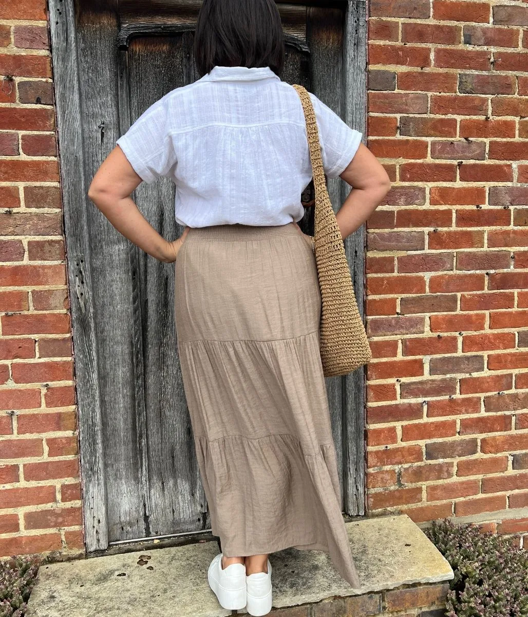 Mocha Tiered Maxi Skirt