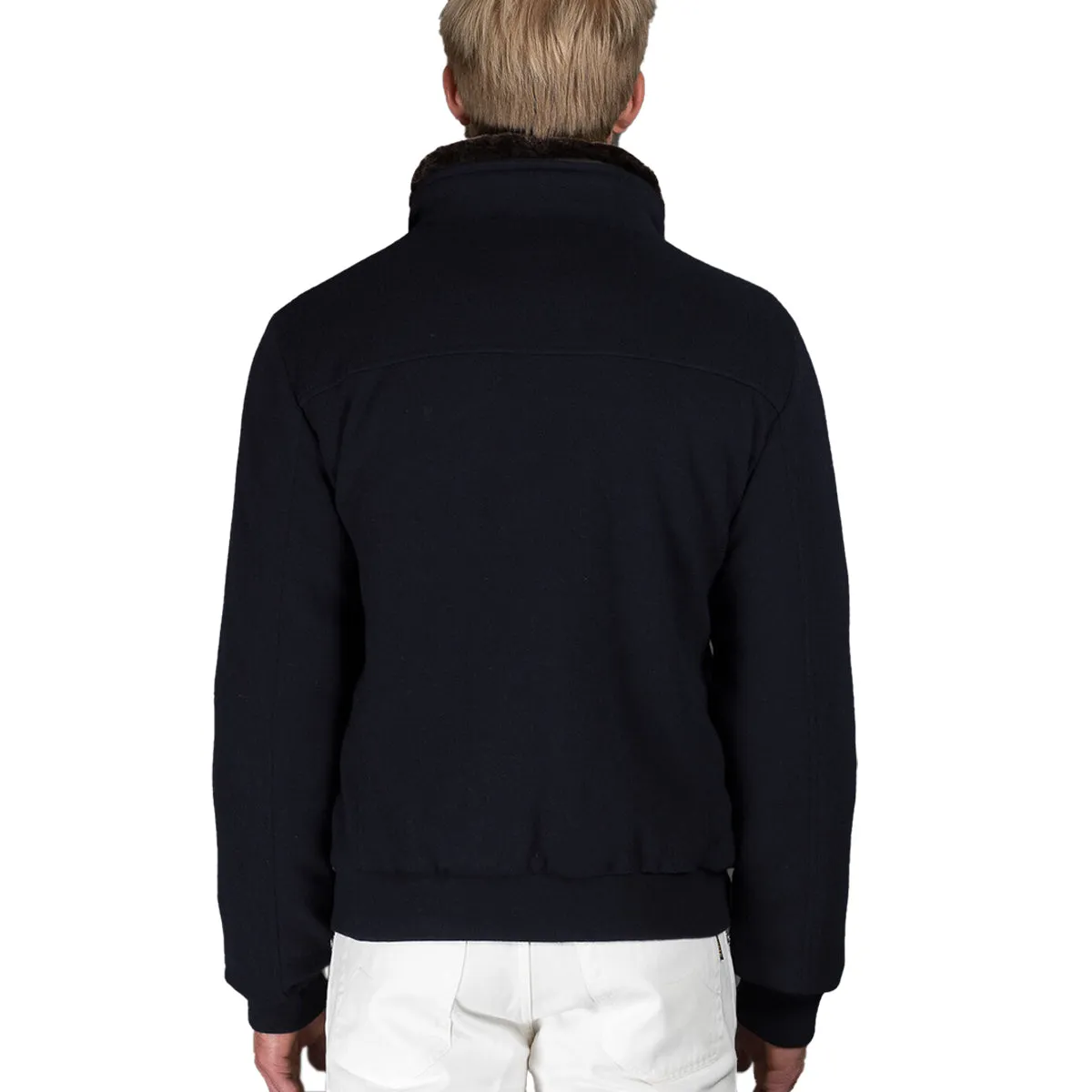 Moorer Navy 'Bellati' Wool & Cashmere Bomber Jacket