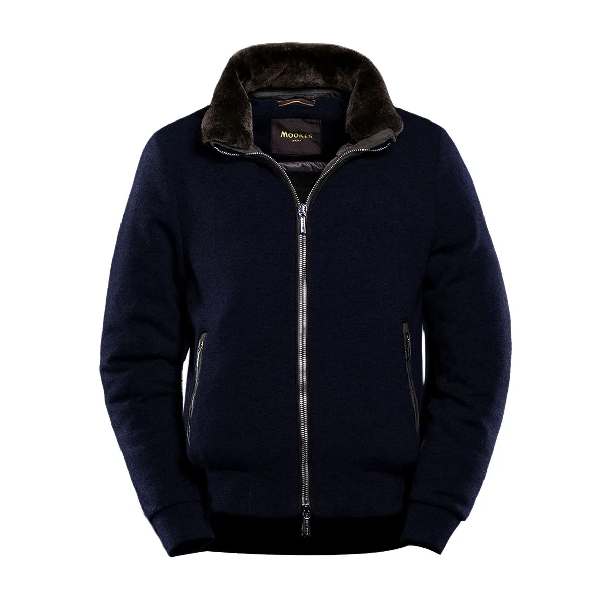 Moorer Navy 'Bellati' Wool & Cashmere Bomber Jacket