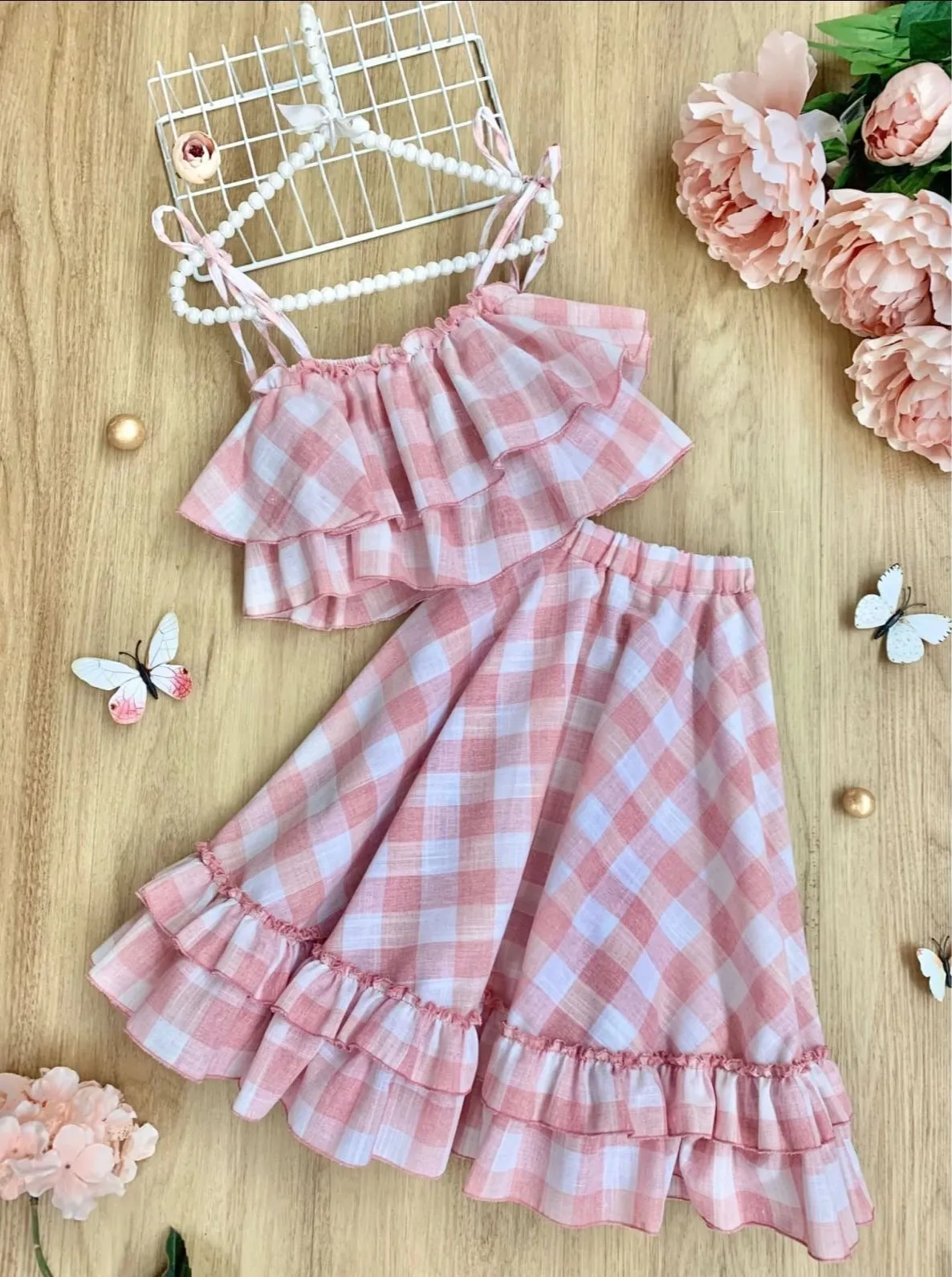 Must Be Spring Plaid Maxi Skirt Set