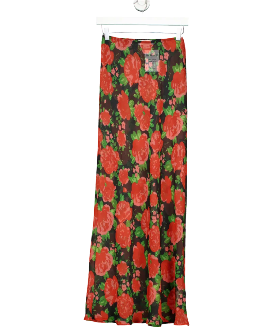 Never Fully Dressed Red Floral Sheer Maxi Skirt UK 8