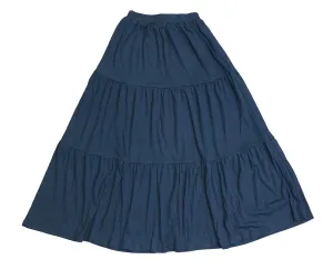 NNM Blue Ribbed Tiered Midi Skirt