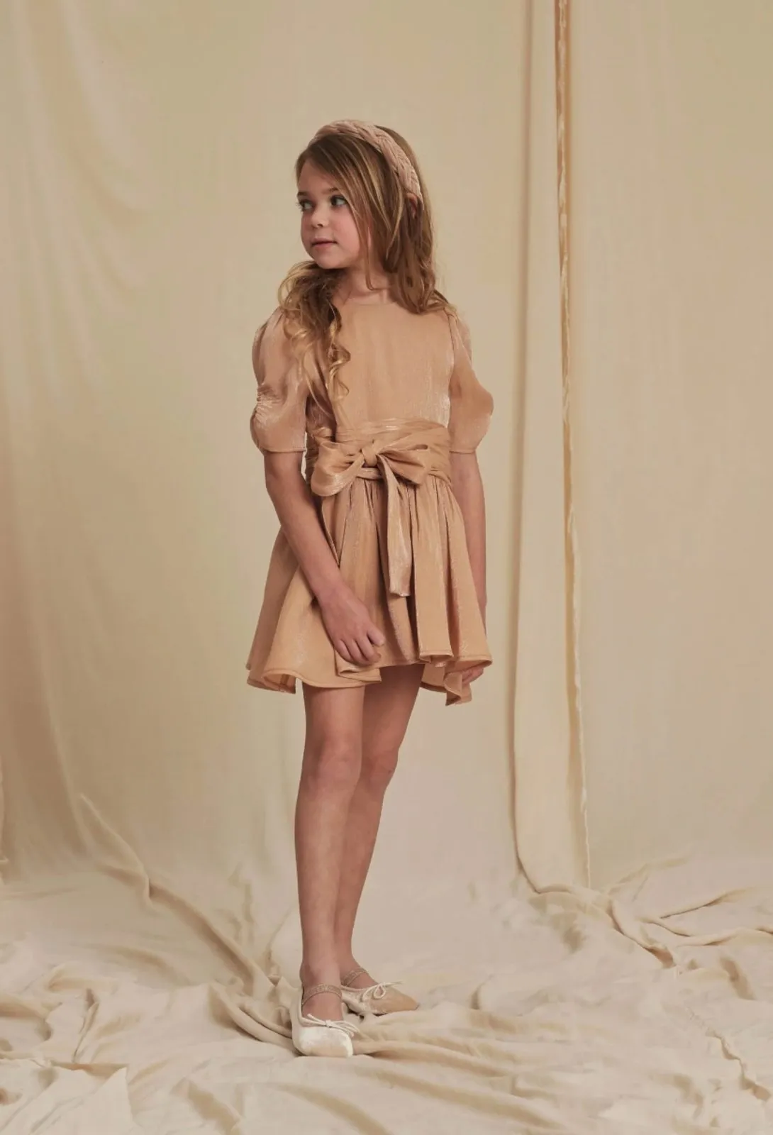 NoraLee Josephine Dress in Metallic Apricot