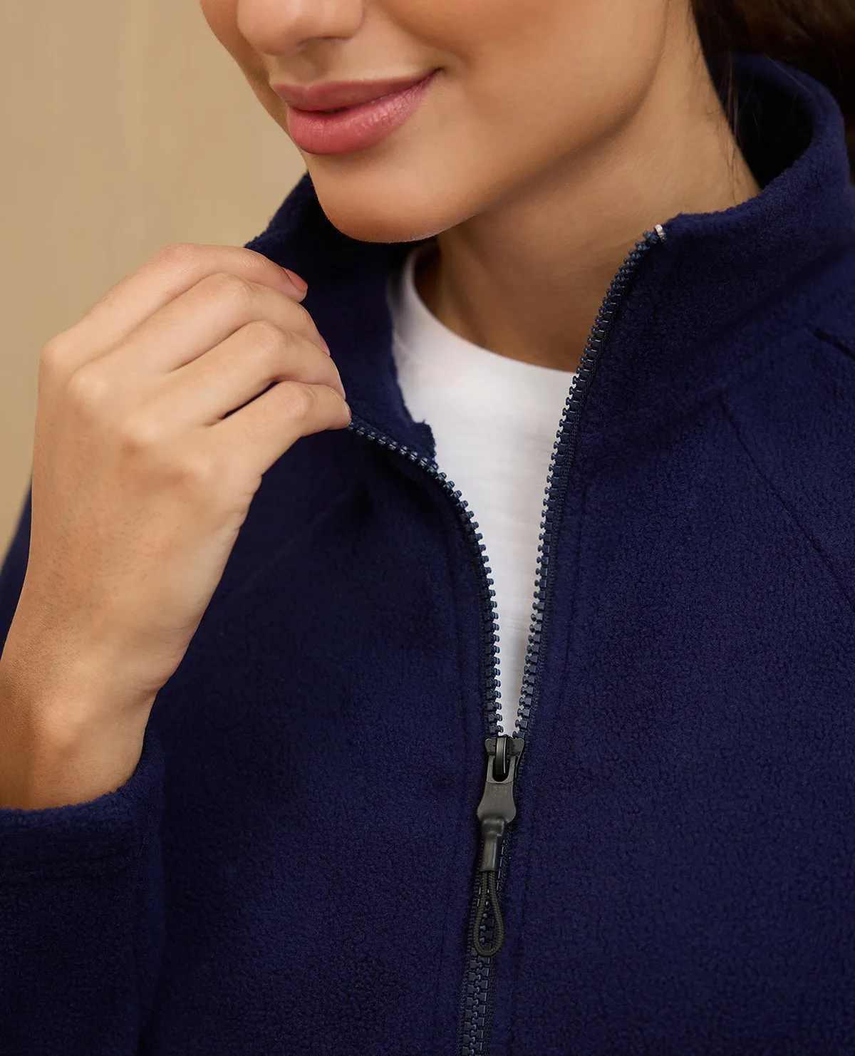 NYKD By Nykaa Cozy Sherpa Front open Jacket-NYLE701-Navy