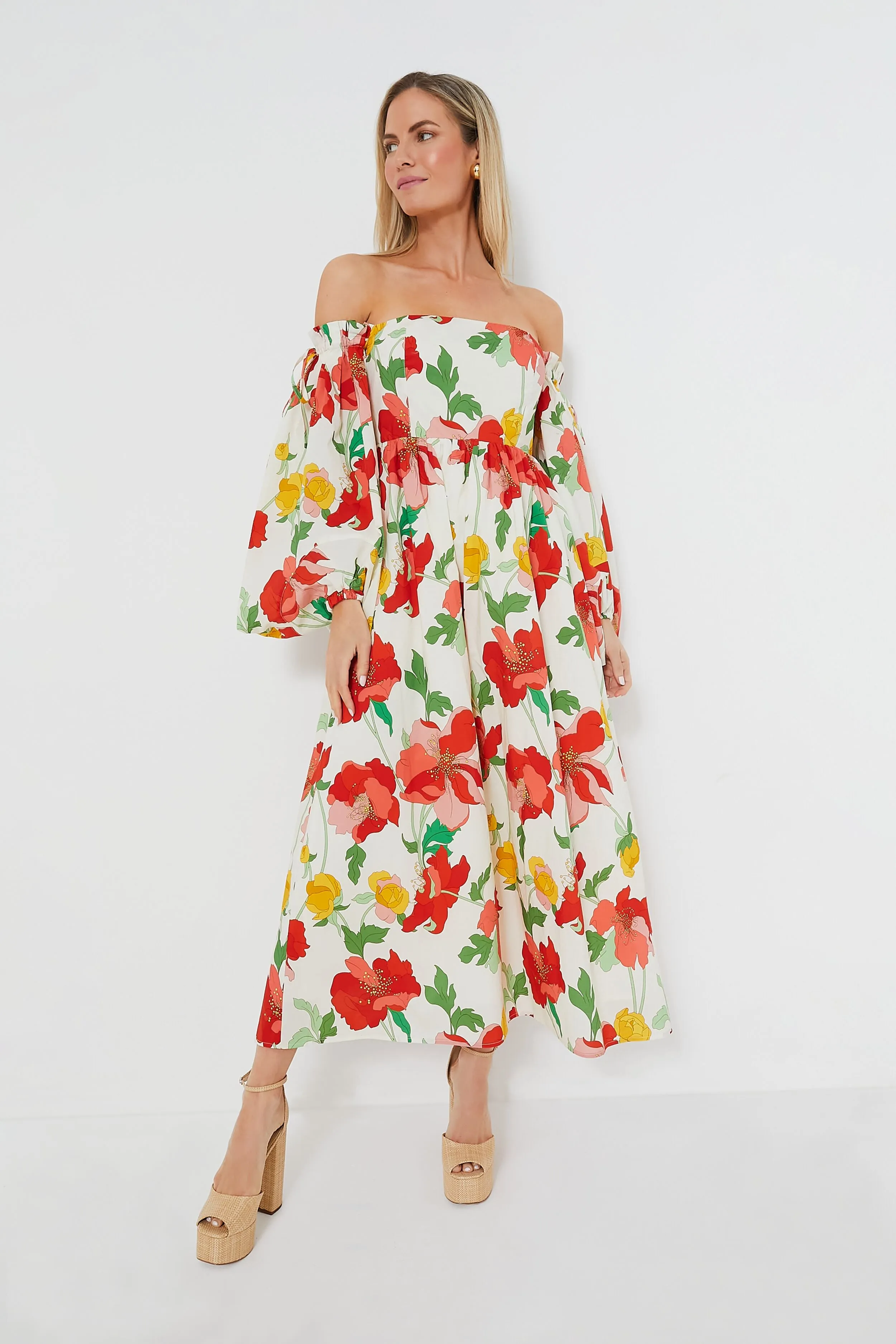 Off-The-Shoulder Marigold Maxi Dress