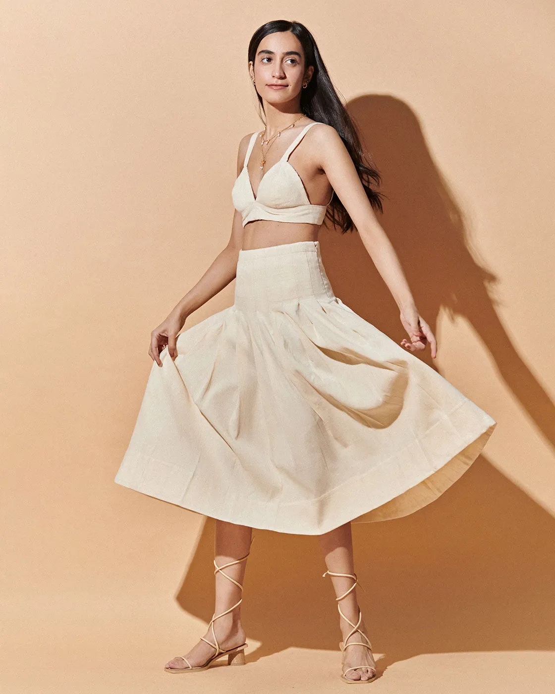 Off White Bralette And Skirt Co Ord