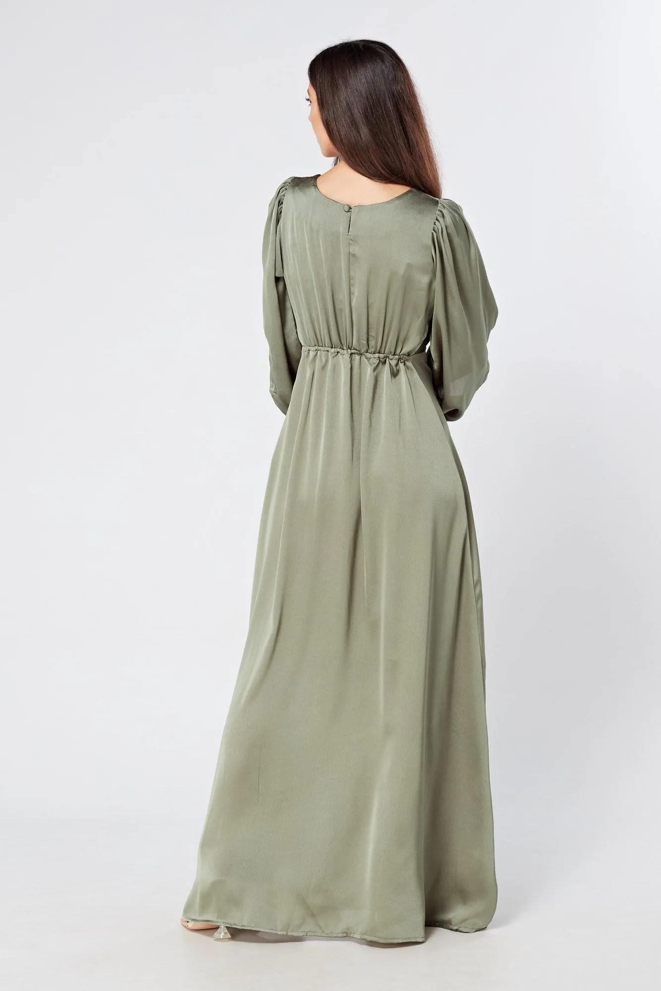 Olivia Sea Green Knotted Front Soft Crepe Maxi Dress