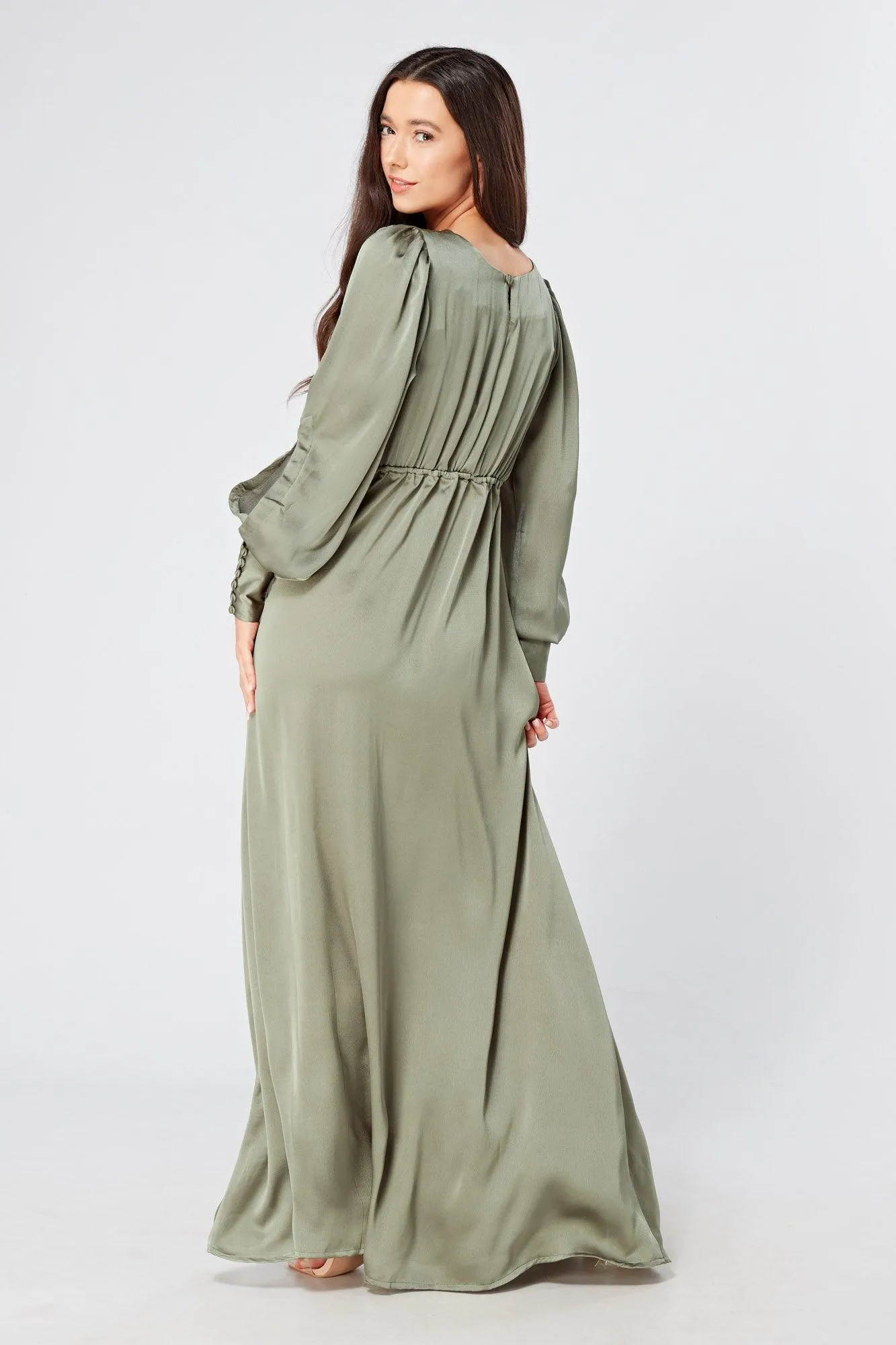 Olivia Sea Green Knotted Front Soft Crepe Maxi Dress