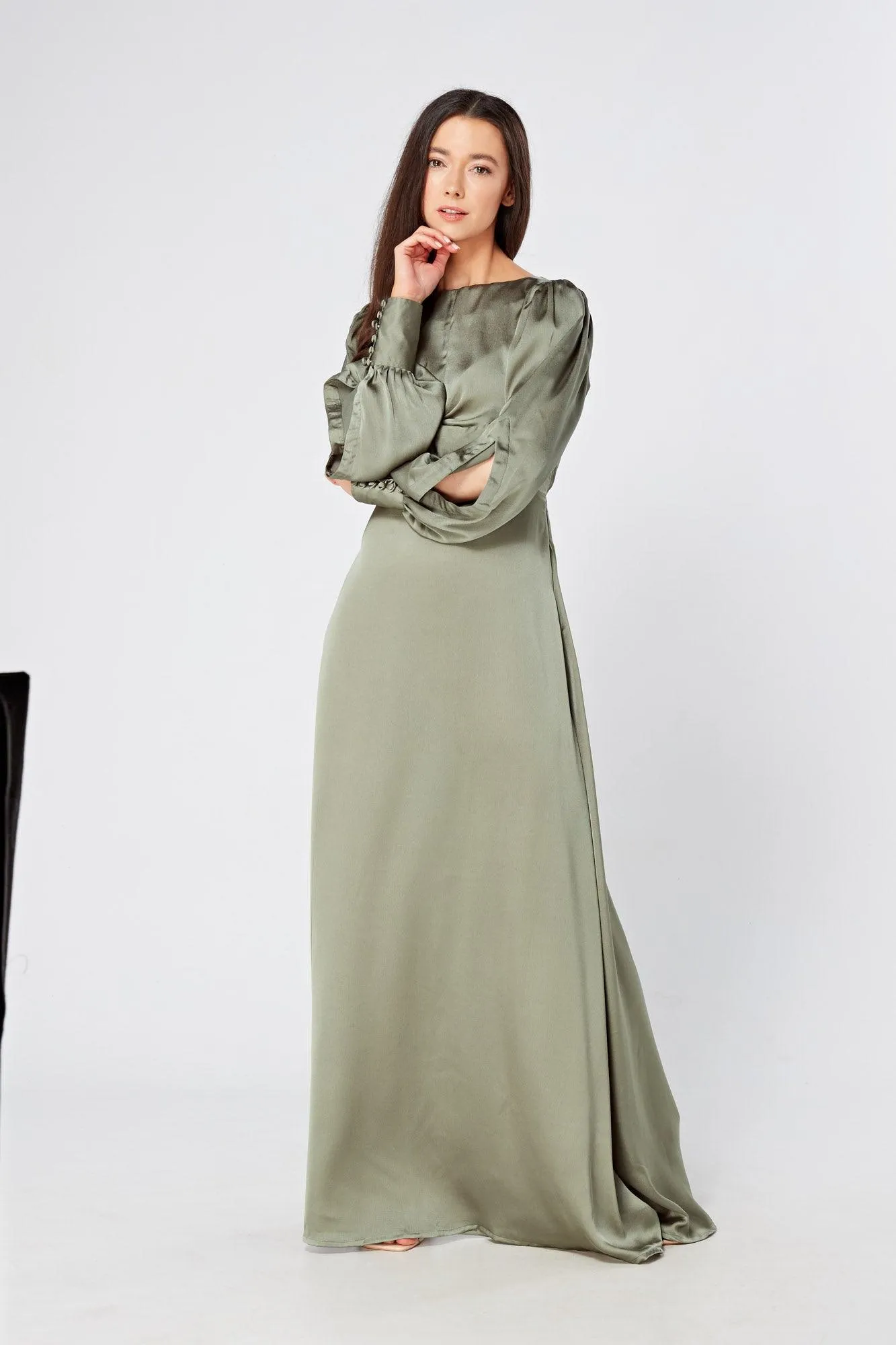 Olivia Sea Green Knotted Front Soft Crepe Maxi Dress