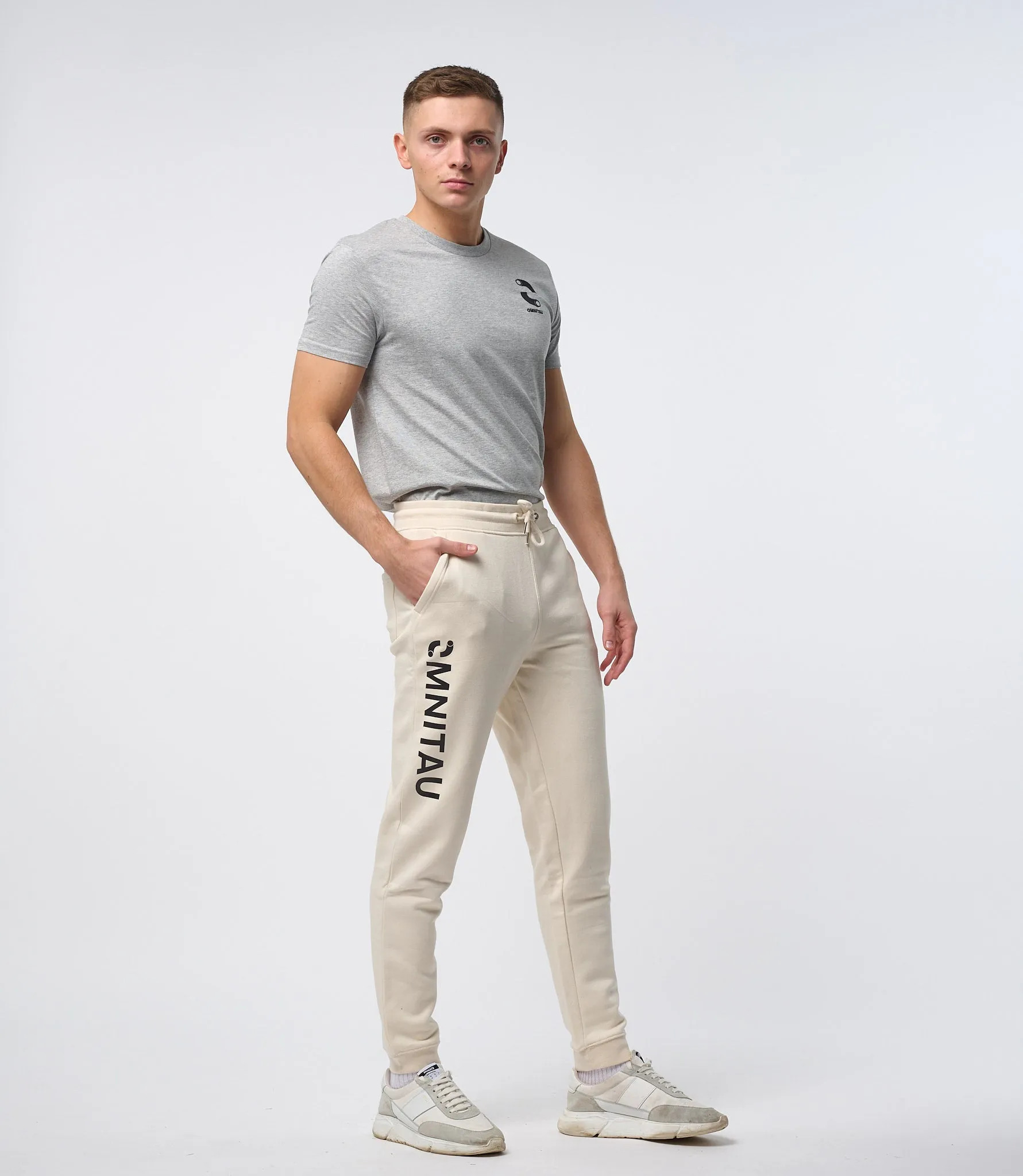 Omnitau Men's Prime Organic Cotton Sweatpant Joggers - Cream Natural