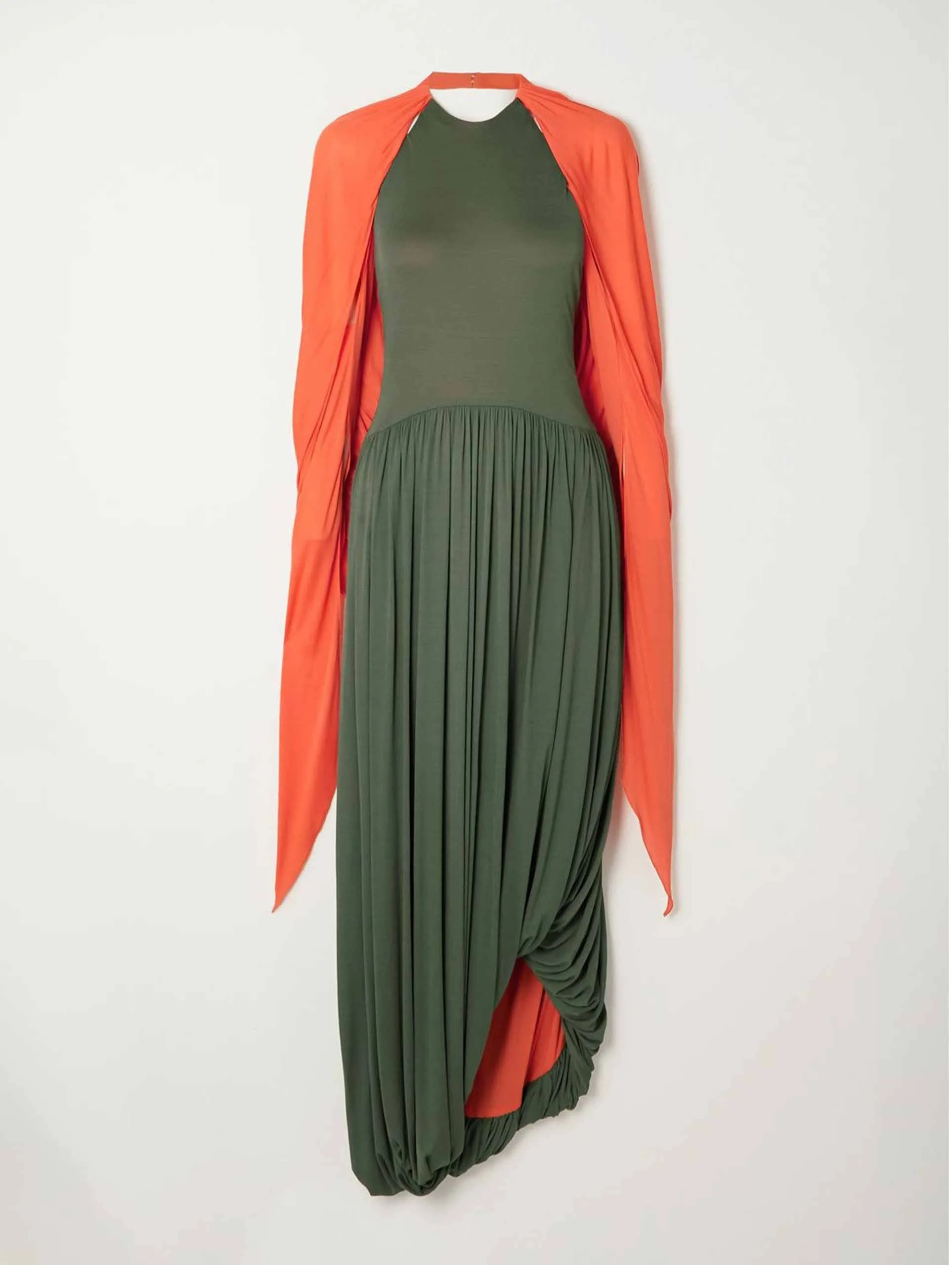 Open-back draped crepe maxi dress