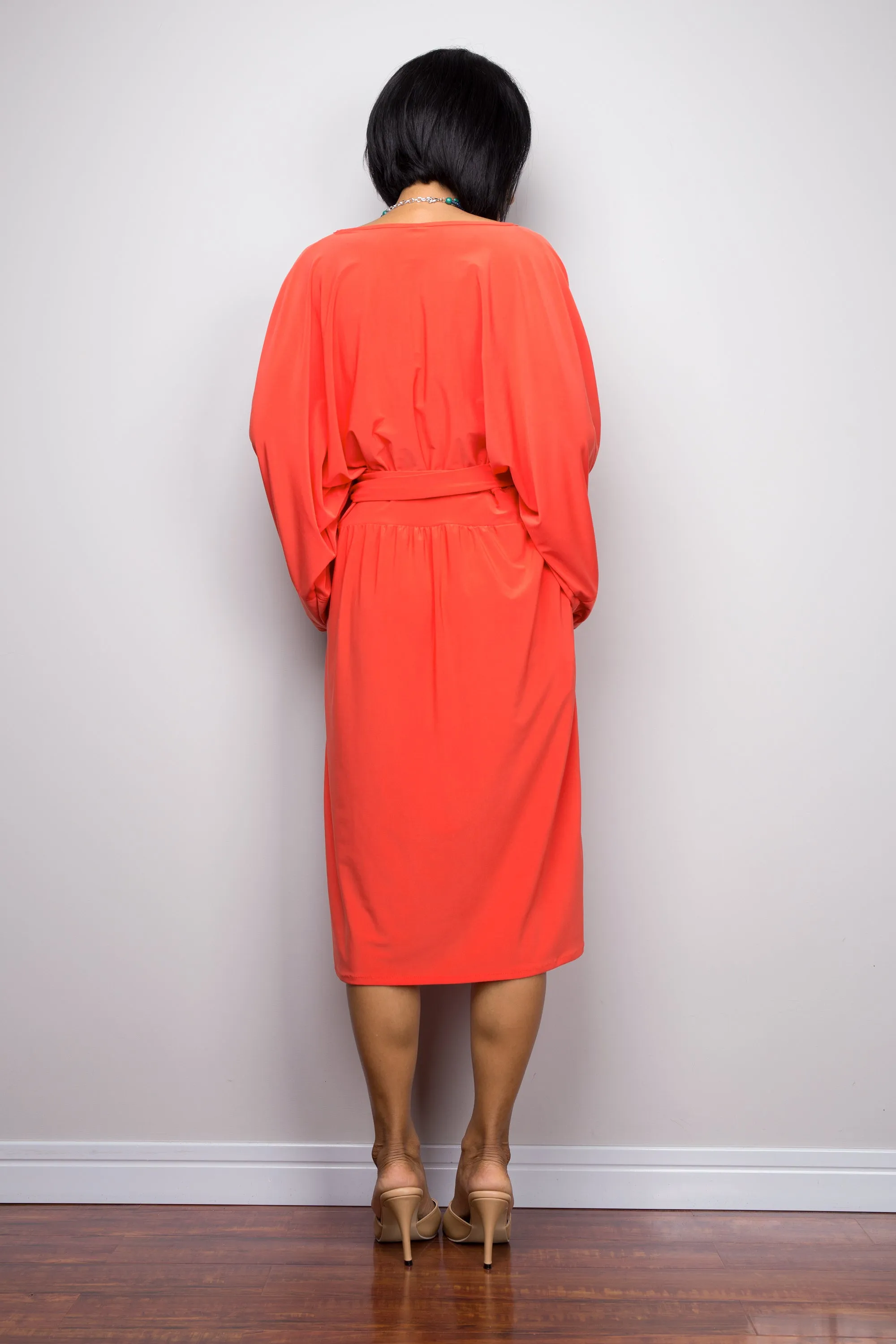 Orange midi dress