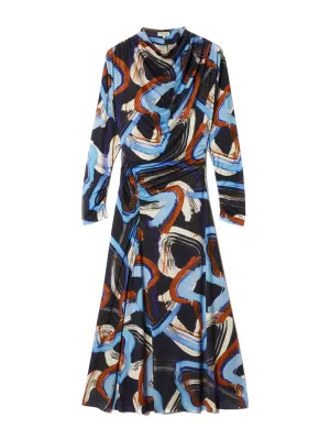 Painted abstract silk dress