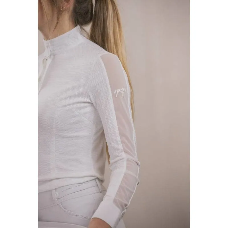 Penelope - Long Sleeve Las Honey Show Polo Shirt - White