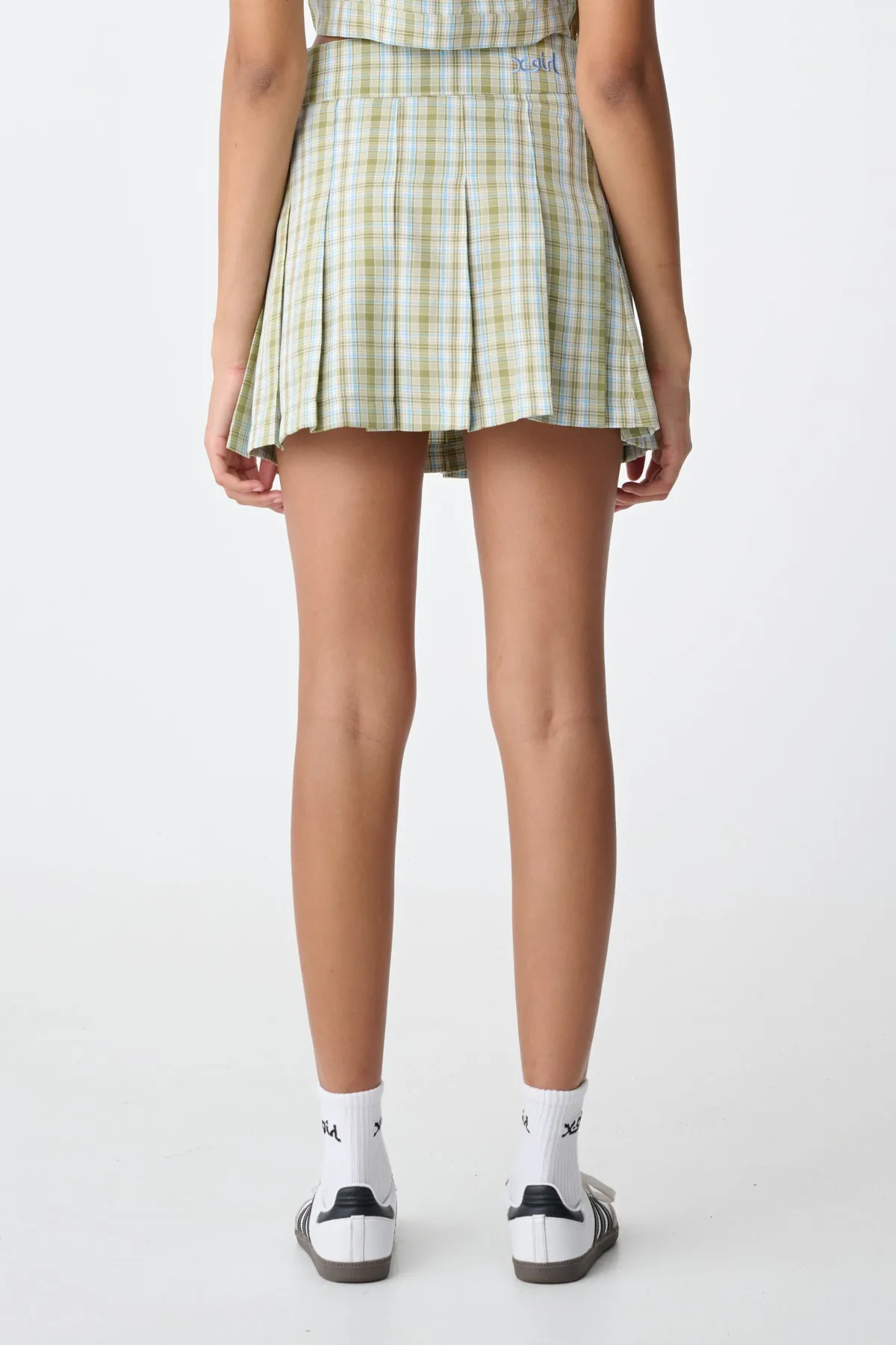 PLAID PLEATED SKIRT - Army Green