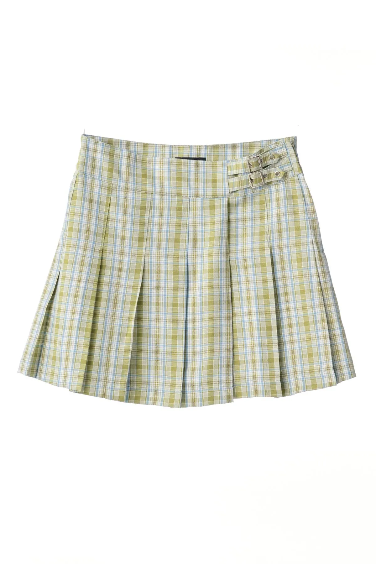 PLAID PLEATED SKIRT - Army Green