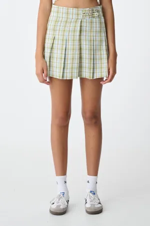 PLAID PLEATED SKIRT - Army Green