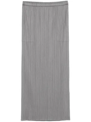 Pleated Midi Skirt - Gray