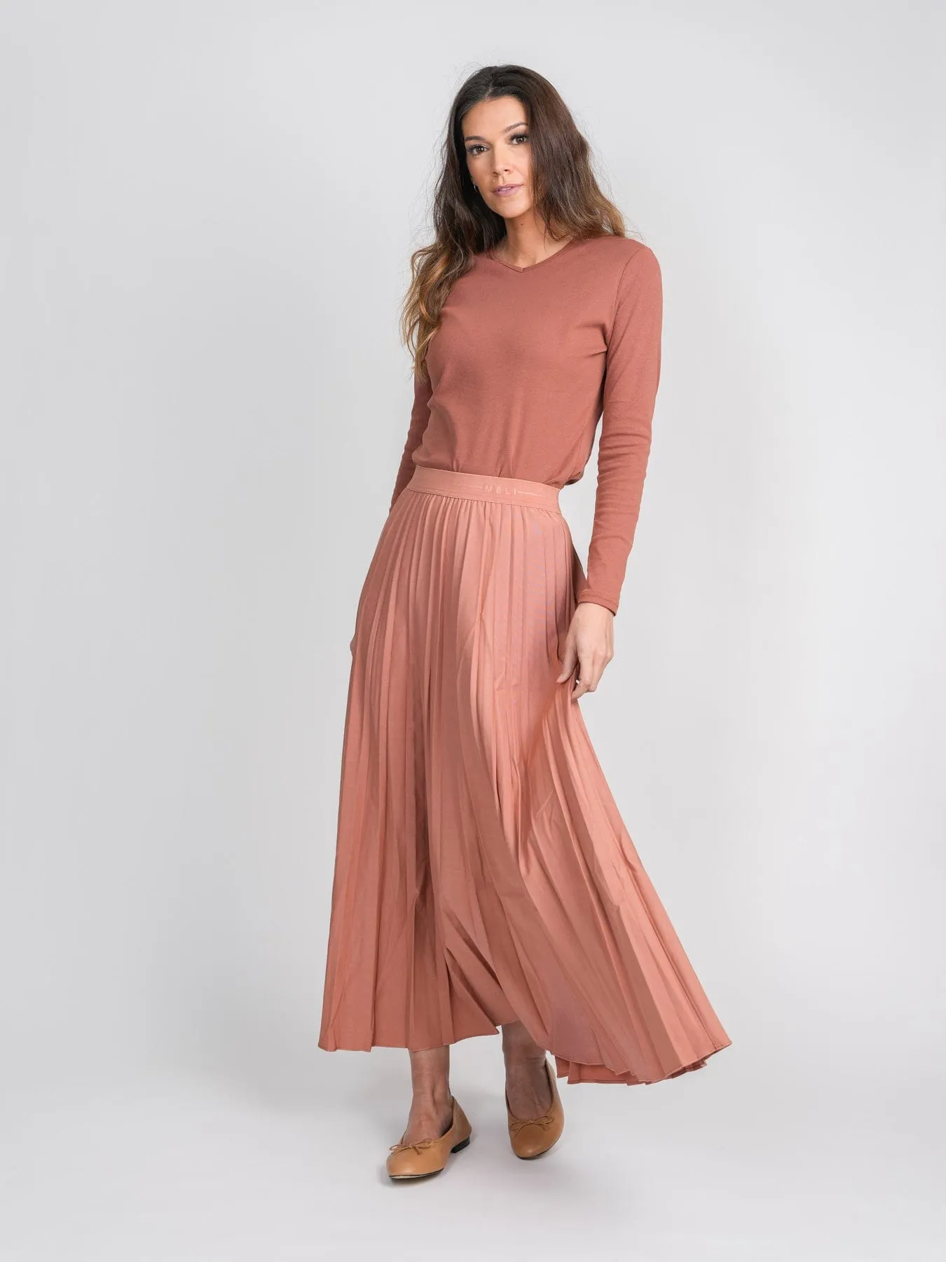 PLEATED SKIRT 37"-SALMON