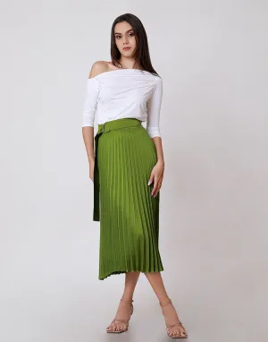 Pleated Skirt with Belt