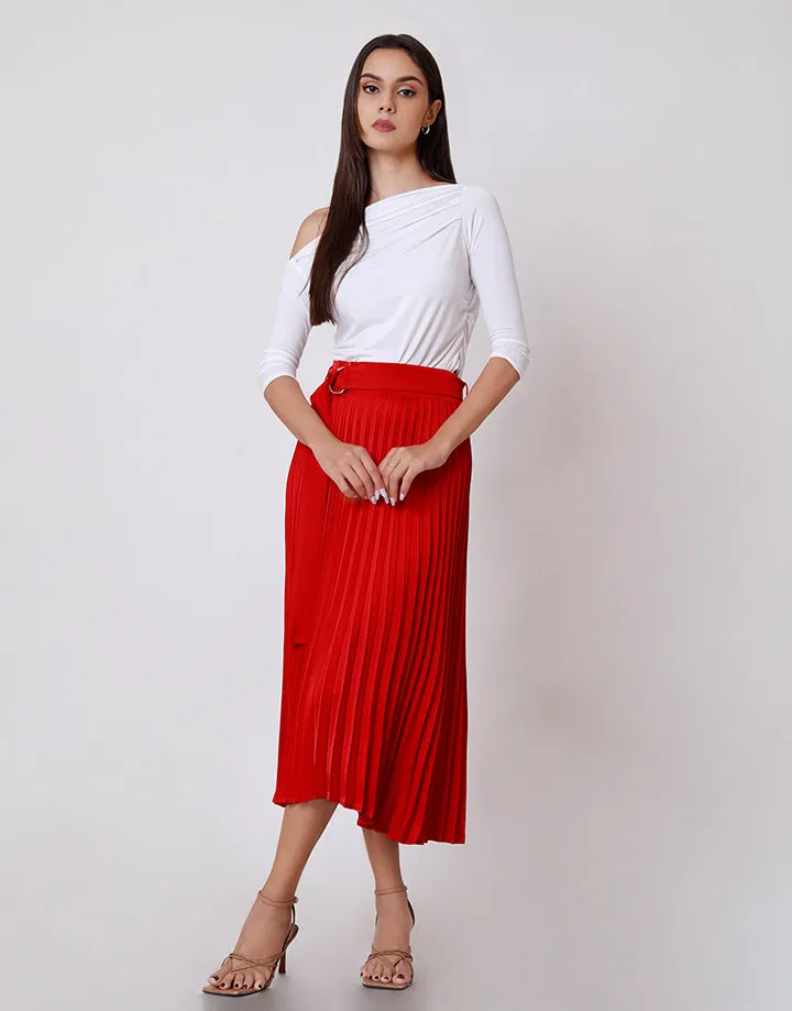 Pleated Skirt with Belt