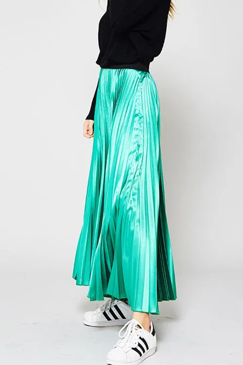 Pleats Metallic MaxiSkirt