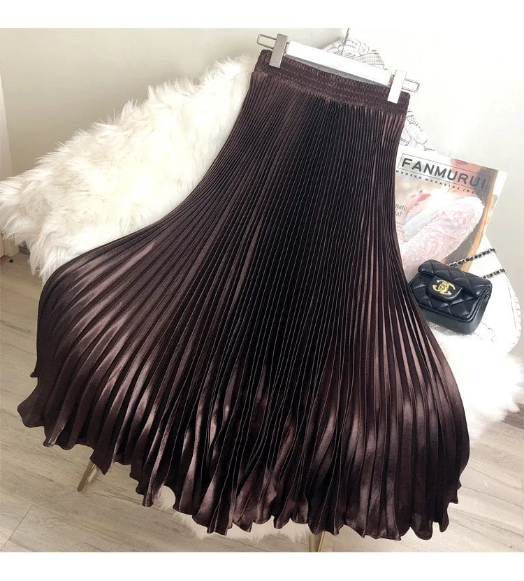 Pleats Metallic MaxiSkirt