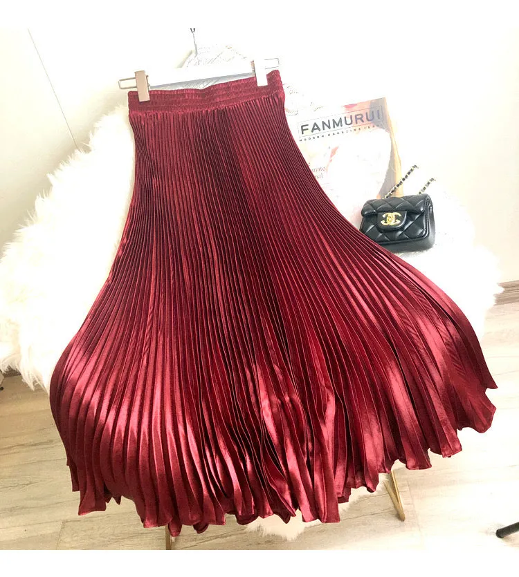 Pleats Metallic MaxiSkirt