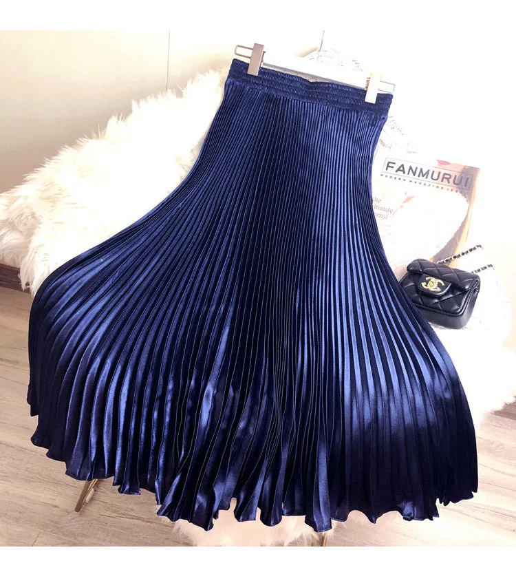 Pleats Metallic MaxiSkirt