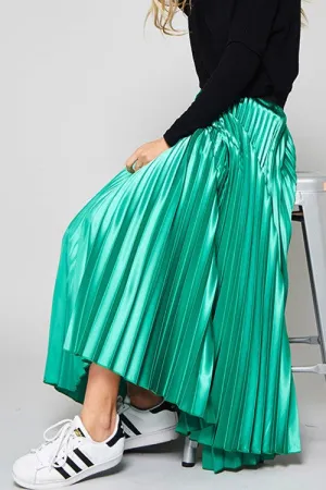 Pleats Metallic MaxiSkirt