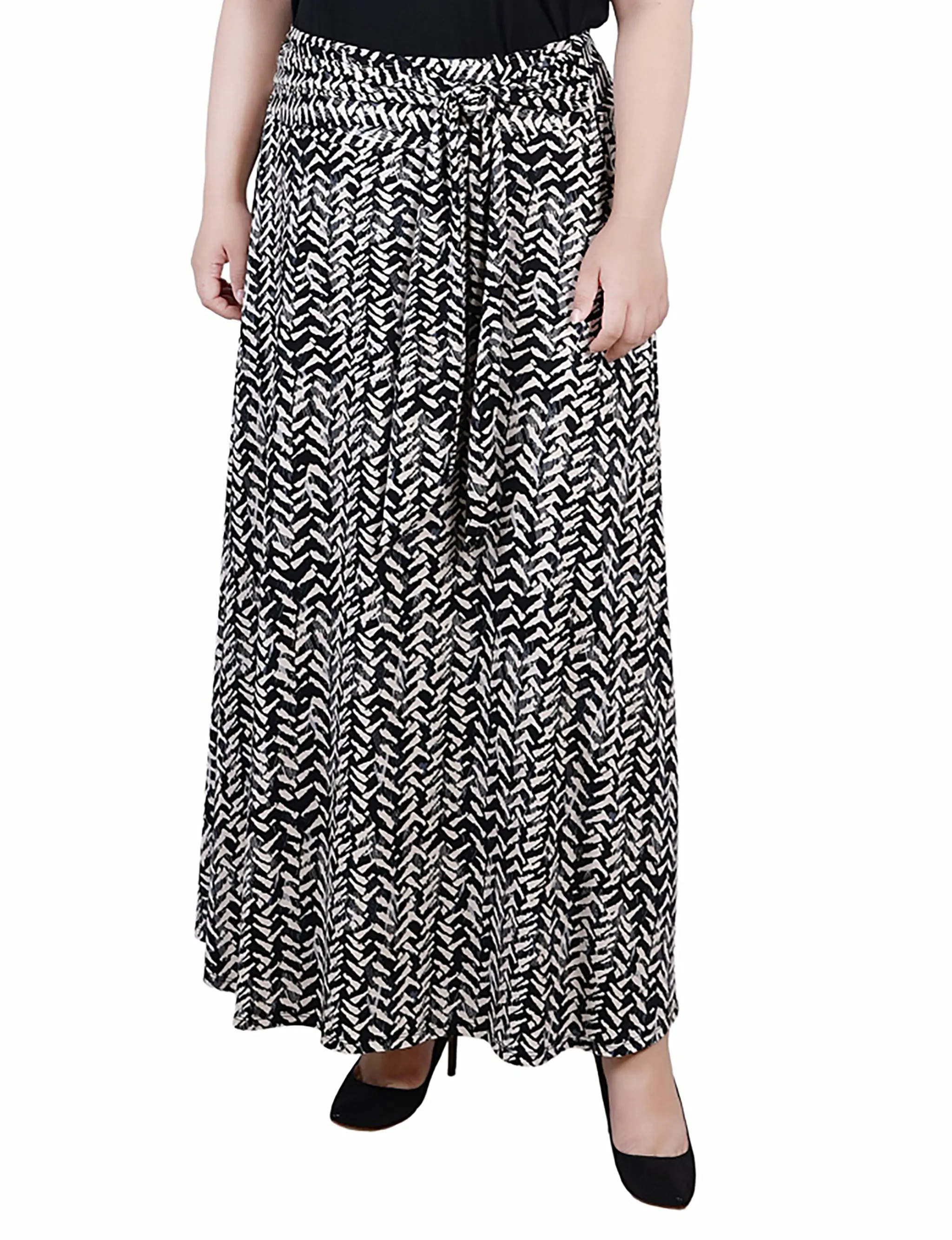 Plus Size Maxi Skirt With Sash Waist Tie