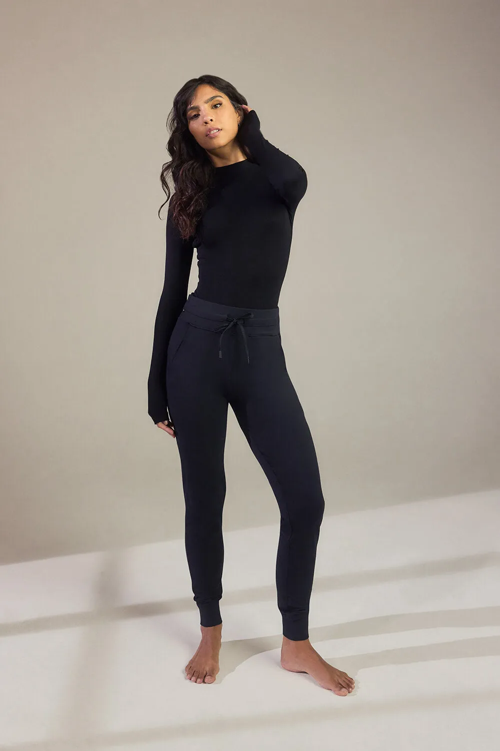 Recharge High Waisted Joggers - Midnight Black