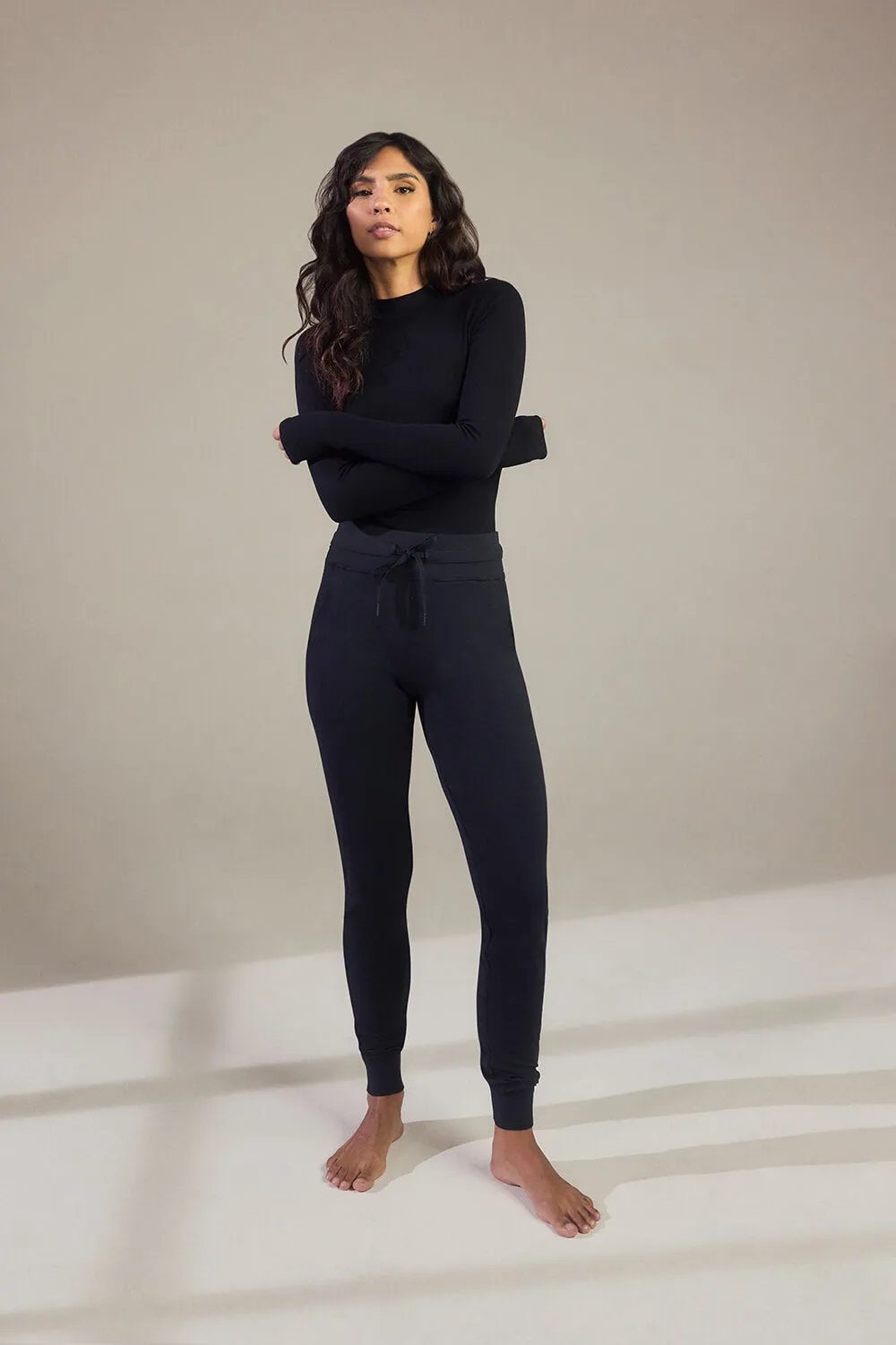 Recharge High Waisted Joggers - Midnight Black