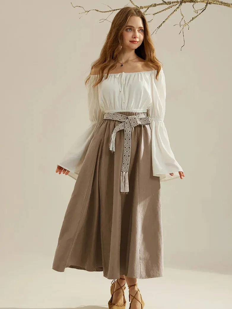 Renaissance Boho Maxi Skirt Ankle Length Swing Skirt