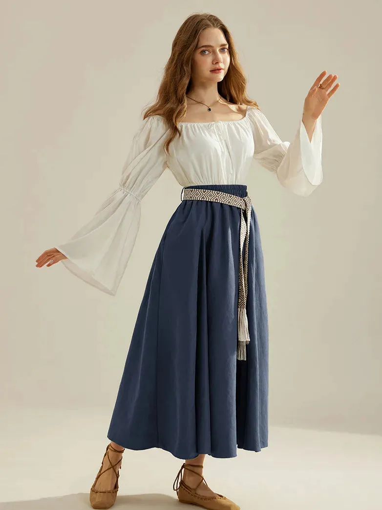 Renaissance Boho Maxi Skirt Ankle Length Swing Skirt