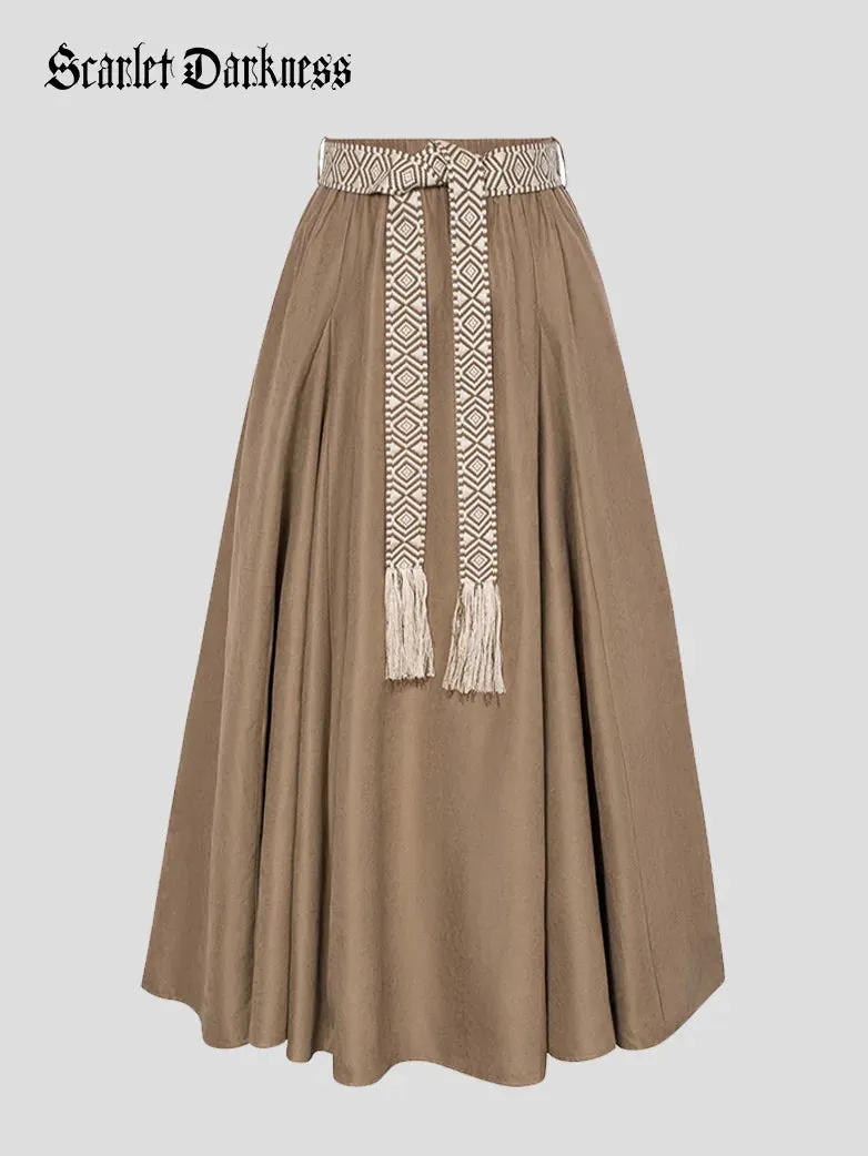 Renaissance Boho Maxi Skirt Ankle Length Swing Skirt