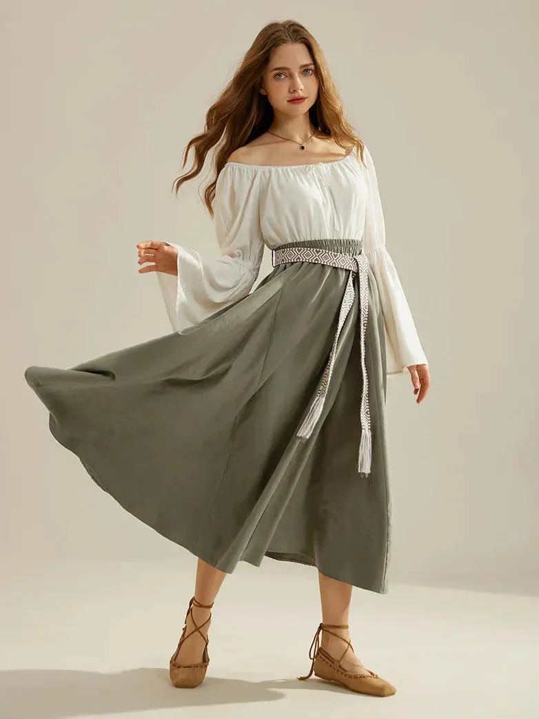 Renaissance Boho Maxi Skirt Ankle Length Swing Skirt