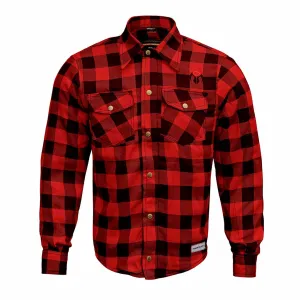 RIDERACT® Men's Motorcycle Riding Reinforced Flannel Shirt Road Series Red