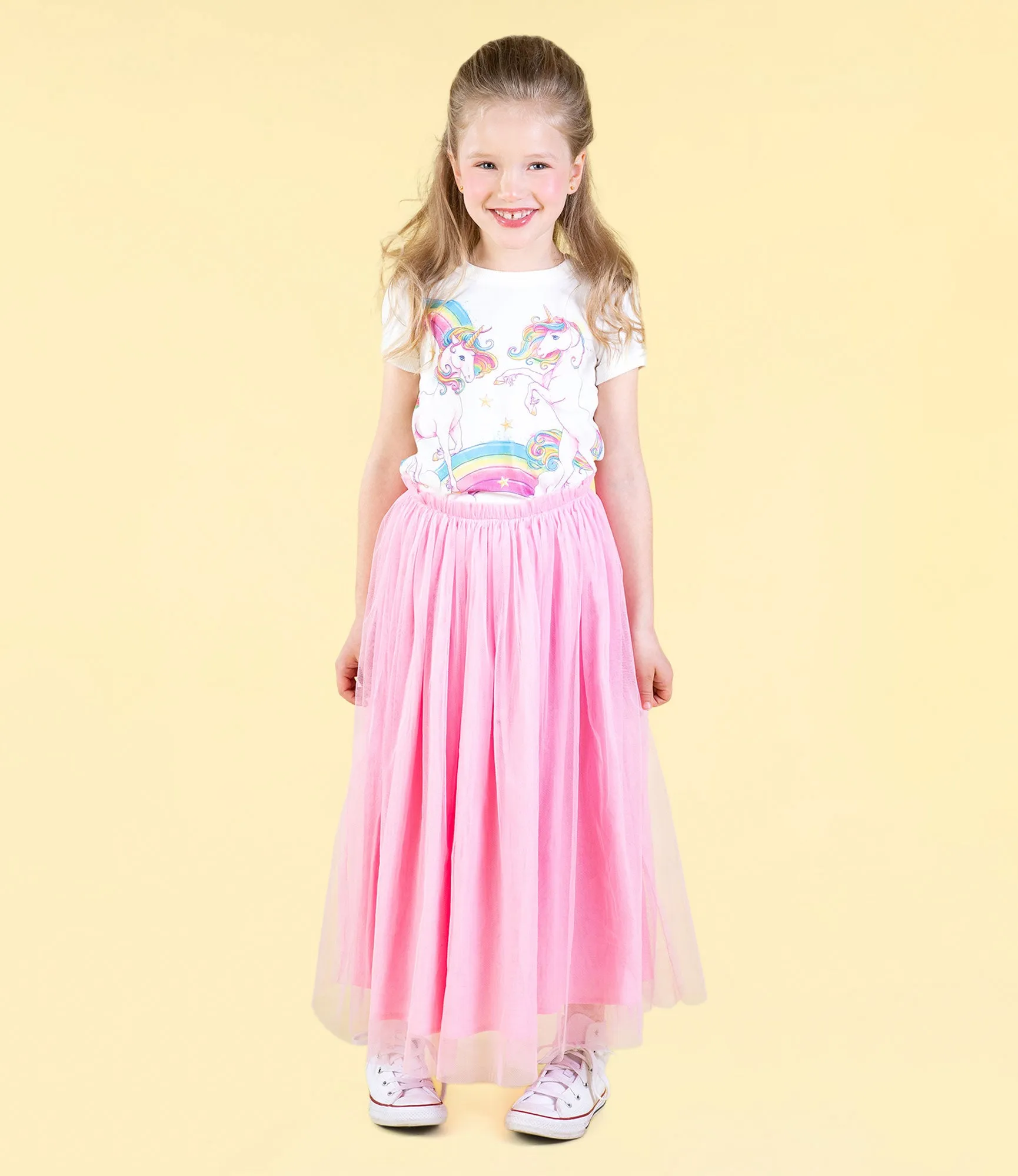 ROCK YOUR BABY PINK TULLE OVERLAY MAXI SKIRT